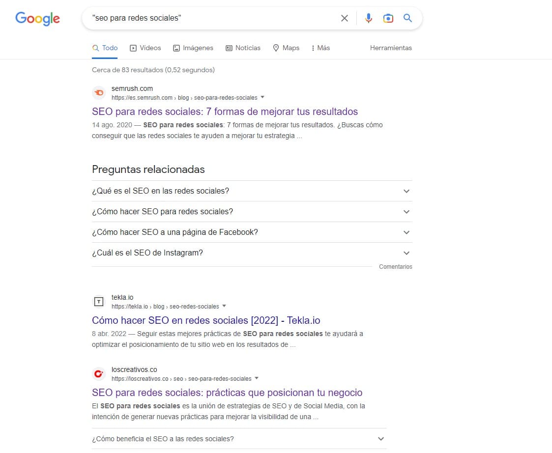comando para hacer una búsqueda exacta en Google