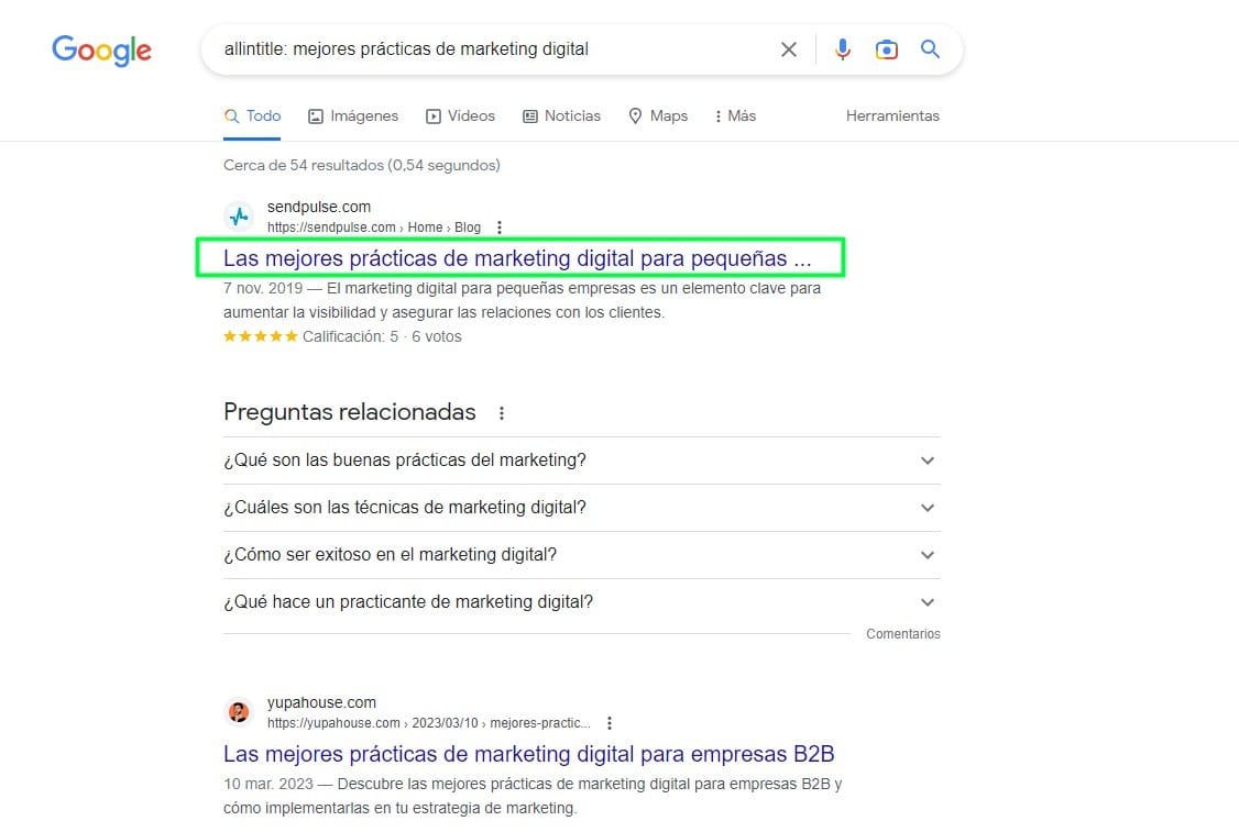 comando de búsqueda avanzada alltintitle