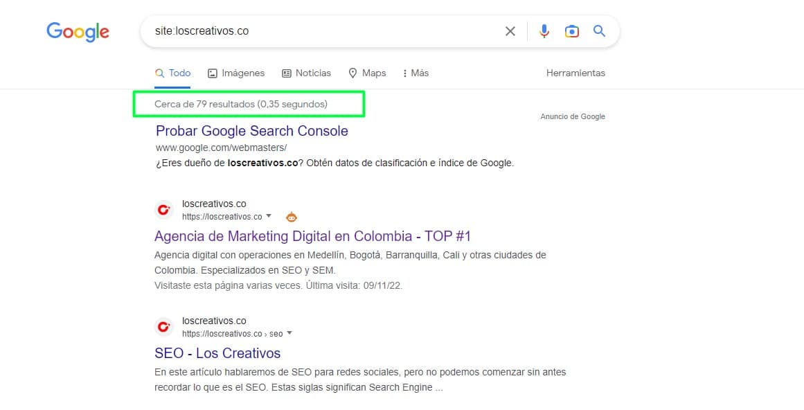 comando site en Google